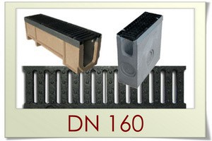 DN 160. Лотки, решетки, детали дренажа